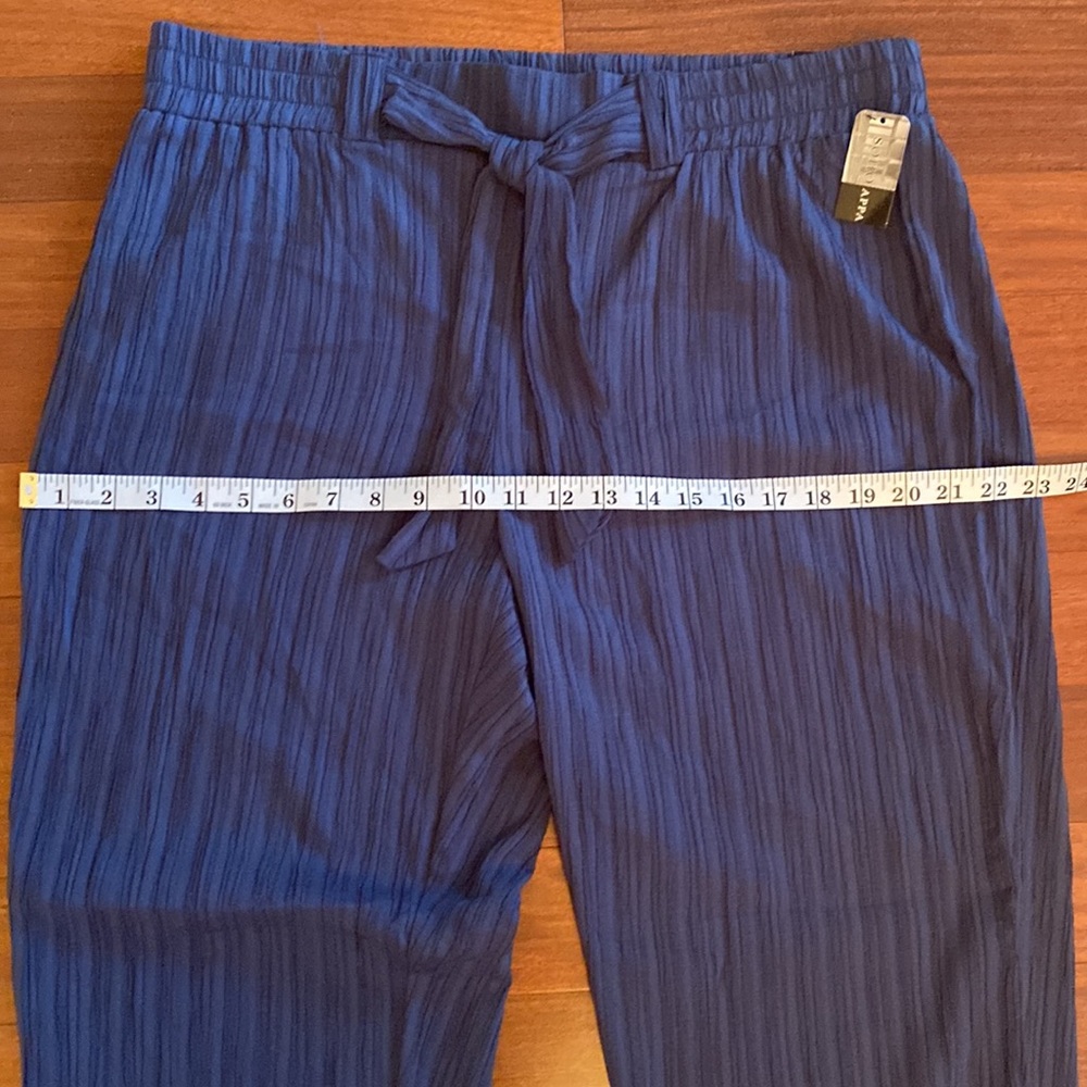 SOHO Apparel NWT Dressy Blue Pants Elastic wTie Belt Waist / Size XL - Picture 13 of 14